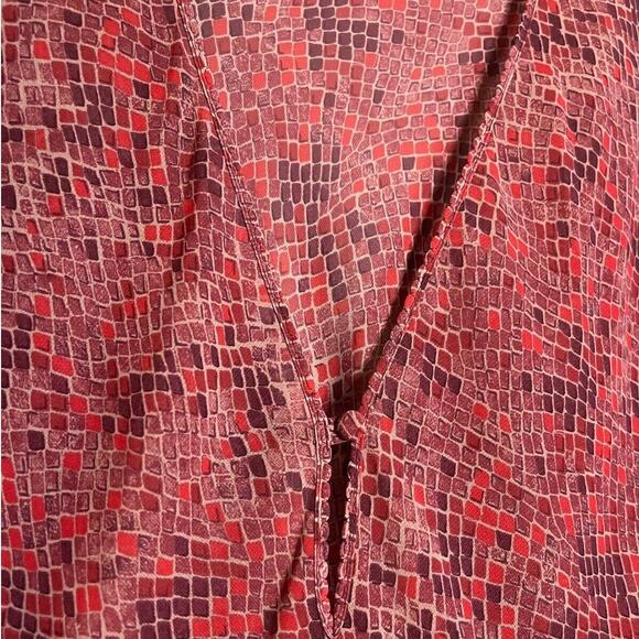 Victoria's Secret L Swim Cover Up Dress V Neck Mosaic Tile Snakeskin Sheer Red - Picture 5 of 7
